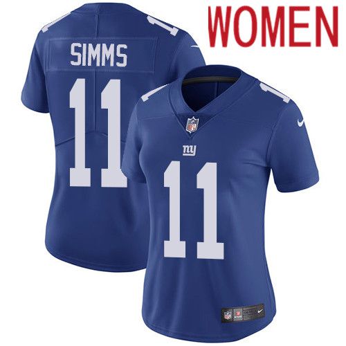 Women New York Giants #11 Phil Simms Nike Blue Vapor Limited NFL Jersey
